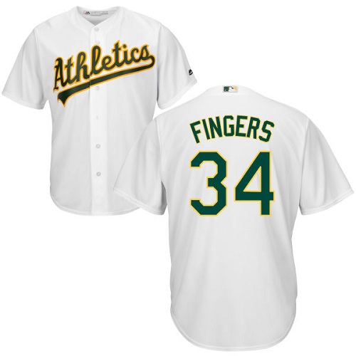 Oakland Athletics #34 Rollie Fingers White Cool Base Stitched Youth Jersey Youth