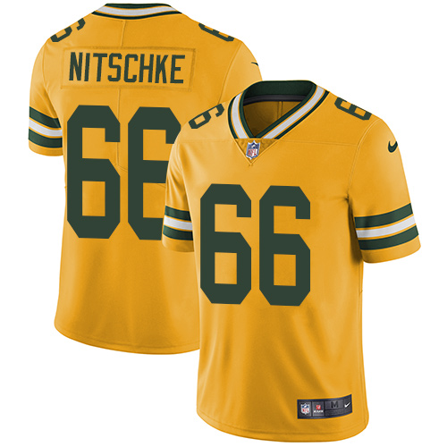 Green Bay Packers #66 Ray Nitschke Yellow Men's Stitched Limited Rush Jersey Men's