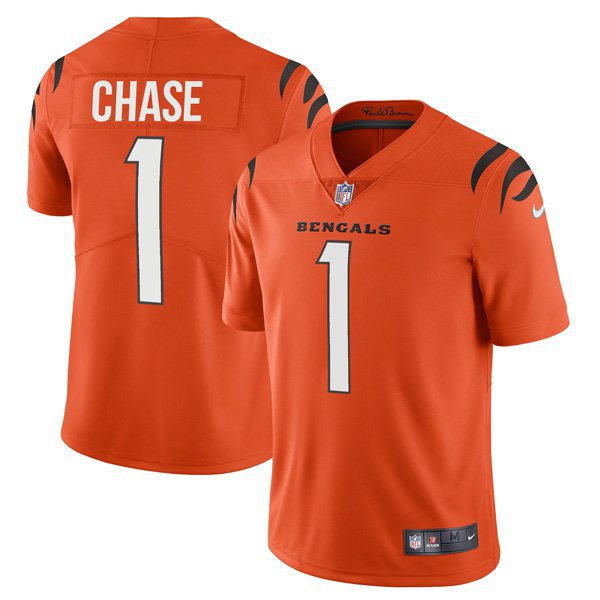 Cincinnati Bengals #1 Ja'Marr Chase Orange Men's Alternate Vapor Limited Jersey