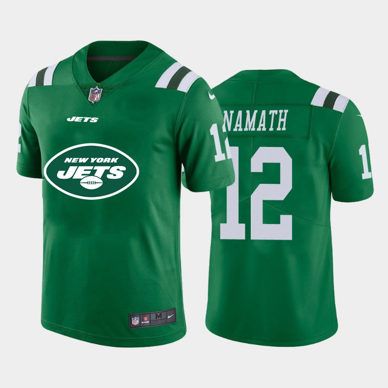 New York Jets #12 Joe Namath Green Men's Big Team Logo Vapor Limited Jersey