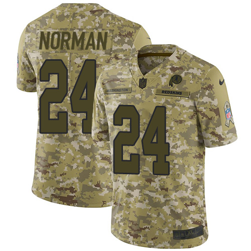 Washington Commanders #24 Josh Norman Camo Youth Stitched Limited 2018 Salute to Service Jersey Youth