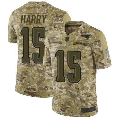 New England Patriots #15 N'Keal Harry Camo Youth Stitched Limited 2018 Salute to Service Jersey Youth