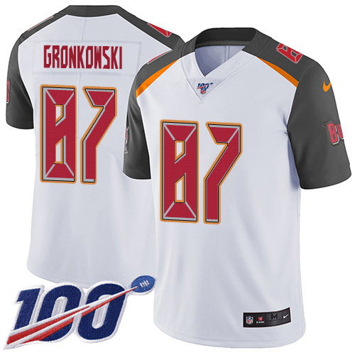 Buccaneers #87 Rob Gronkowski White Youth Stitched 100th Season Vapor Untouchable Limited Jersey