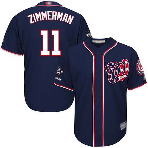 Washington Nationals #11 Ryan Zimmerman Navy Blue New Cool Base 2019 World Series Champions Stitched Jersey Men's