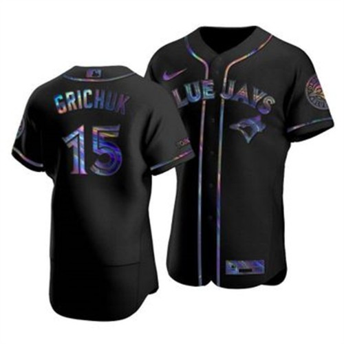Toronto Toronto Blue Jays #15 Randal Grichuk Men's Iridescent Holographic Collection Jersey - Black Men's
