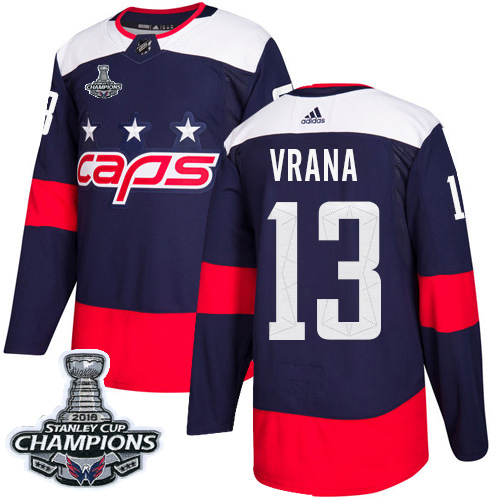 Adidas Washington Capitals #13 Jakub Vrana Navy Authentic 2018 Stadium Series Stanley Cup Final Champions Stitched Jersey Men's