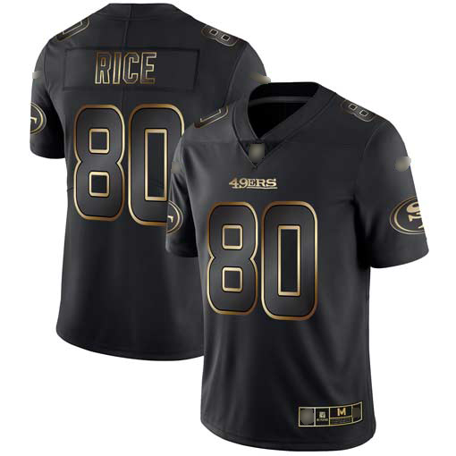 49ers #80 Jerry Rice Black/Gold Men's Stitched Vapor Untouchable Limited Jersey