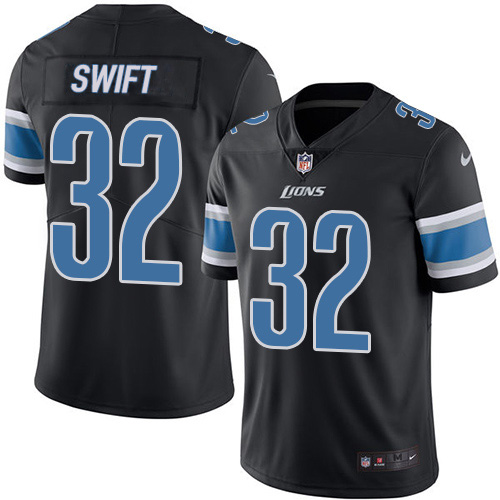 Detroit Lions #32 D'Andre Swift Black Youth Stitched Limited Rush Jersey Youth