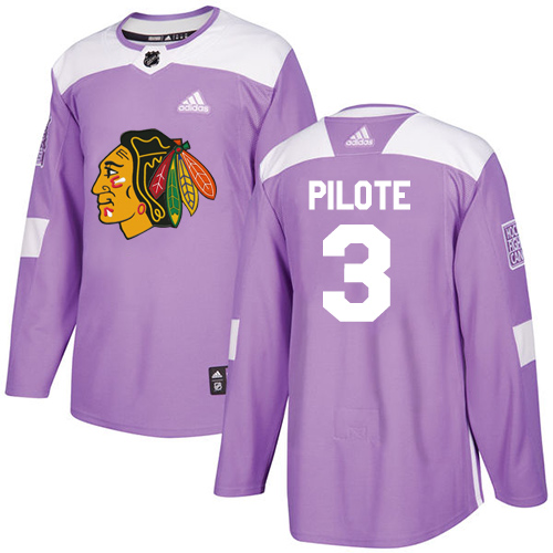 Adidas Chicago Blackhawks #3 Pierre Pilote Purple Authentic Fights Cancer Stitched Jersey Men's