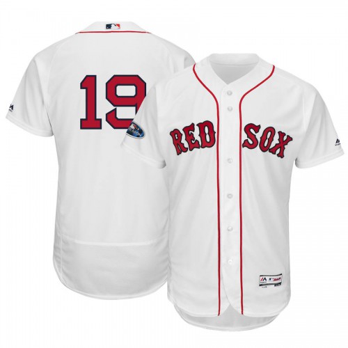 Boston Boston Red Sox #19 Jackie Bradley Jr. Majestic 2018 Postseason Home Authentic Flex Base Player Jersey White Men's
