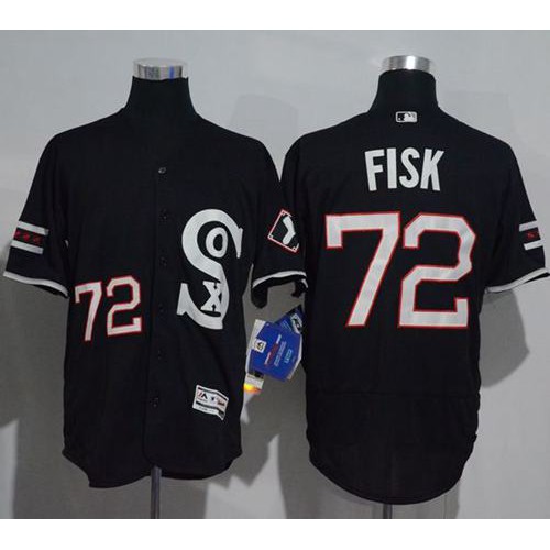 Chicago White Sox #72 Carlton Fisk Black New Flexbase Authentic Collection Stitched Jersey Men's