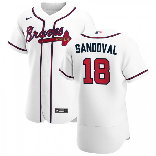 Atlanta Atlanta Braves #18 Pablo Sandoval Men's White Home 2020 Authentic Player Jersey Men's