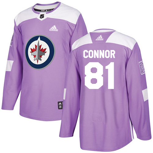 Adidas Winnipeg Jets #81 Kyle Connor Purple Authentic Fights Cancer Stitched Jersey Men's