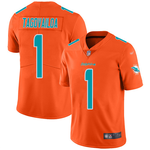 Dolphins #1 Tua Tagovailoa Orange Youth Stitched Limited Inverted Legend Jersey