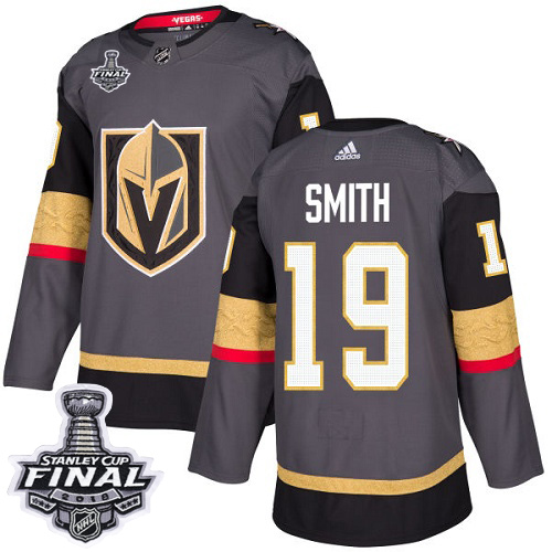 Adidas Golden Vegas Golden Knights #19 Reilly Smith Grey Home Authentic 2018 Stanley Cup Final Stitched Youth Jersey Youth