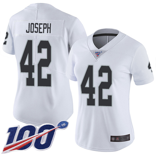 Las Vegas Raiders #42 Karl Joseph White Women's Stitched 100th Season Vapor Limited Jersey Womens