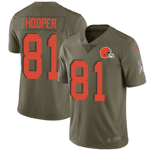 Cleveland Browns #81 Austin Hooper Olive Youth Stitched Limited 2017 Salute To Service Jersey Youth