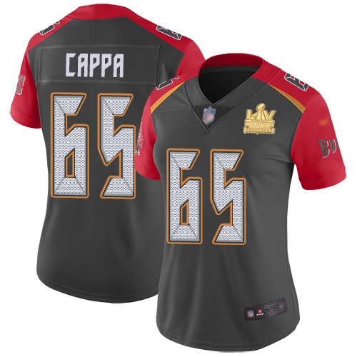 Tampa Bay Buccaneers #65 Alex Cappa Gray Women's Super Bowl LV Champions Patch Stitched Limited Inverted Legend Jersey Womens