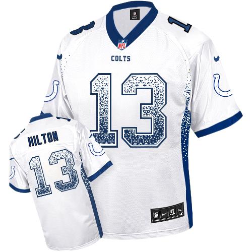 Colts #13 T.Y. Hilton White Men's Stitched Elite Drift Fashion Jersey
