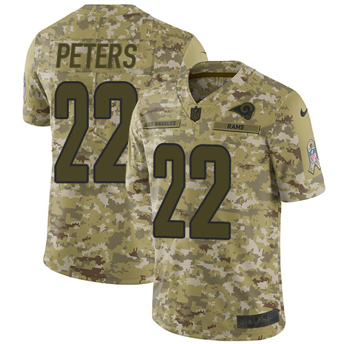 Los Angeles Rams #22 Marcus Peters Camo Youth Stitched Limited 2018 Salute to Service Jersey Youth