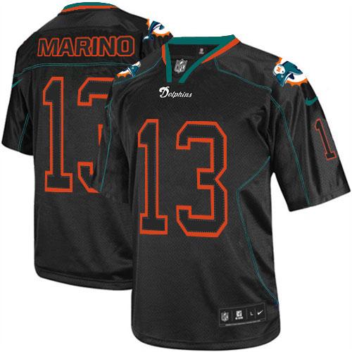 Dolphins #13 Dan Marino Lights Out Black Men's Stitched Elite Jersey
