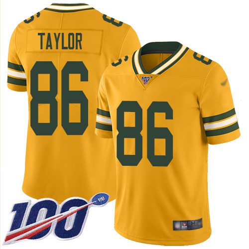 Green Bay Packers #86 Malik Taylor Gold Men's Stitched Limited Inverted Legend 100th Season Jersey Men's