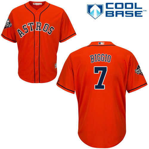 Houston Astros #7 Craig Biggio Orange New Cool Base 2019 World Series Bound Stitched Jersey Men's