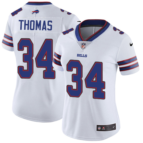 Buffalo Bills #34 Thurman Thomas White Women's Stitched Vapor Untouchable Limited Jersey Womens