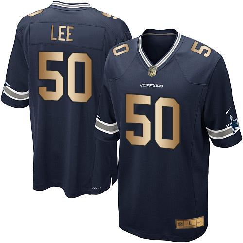 Dallas Cowboys #50 Sean Lee Navy Blue Team Color Youth Stitched Elite Gold Jersey Youth