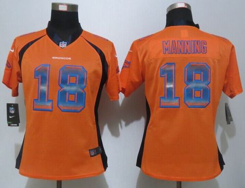 Broncos #18 Peyton Manning Orange Team Color Women's Stitched Elite Strobe Jersey