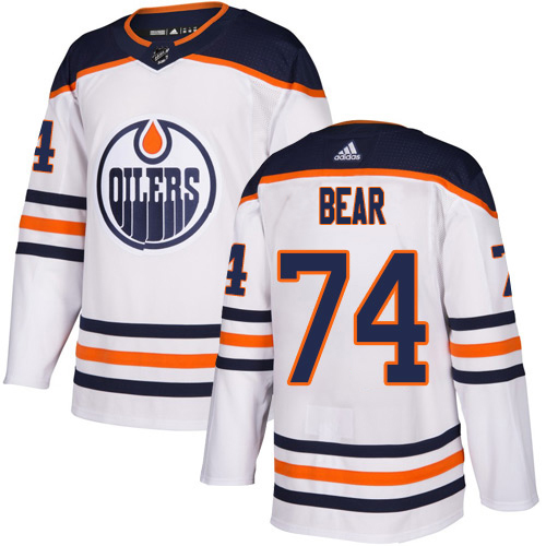Adidas Edmonton Oilers #74 Ethan Bear White Road Authentic Stitched Jersey Men's
