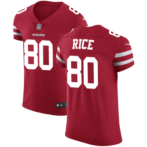 49ers #80 Jerry Rice Red Team Color Men's Stitched Vapor Untouchable Elite Jersey