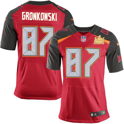 Buccaneers #87 Rob Gronkowski Red Team Color Men's Super Bowl LV Champions Patch Stitched Vapor Untouchable Elite Jersey