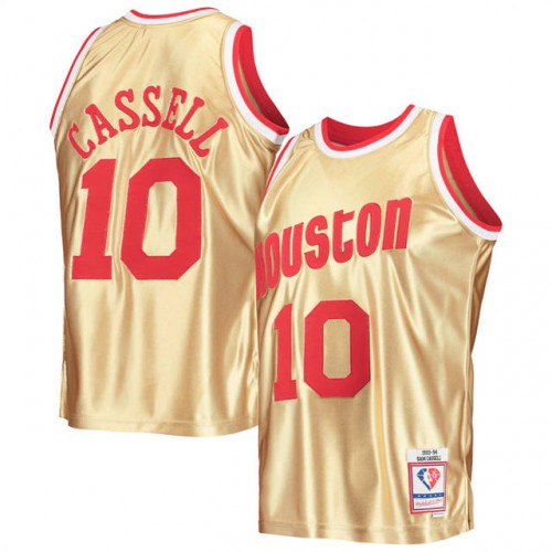 Houston Rockets #91 Sam Cassell Mens Gold Mitchell & Ness 75th Anniversary 1993-94 Hardwood Classics Swingman Jersey Mens