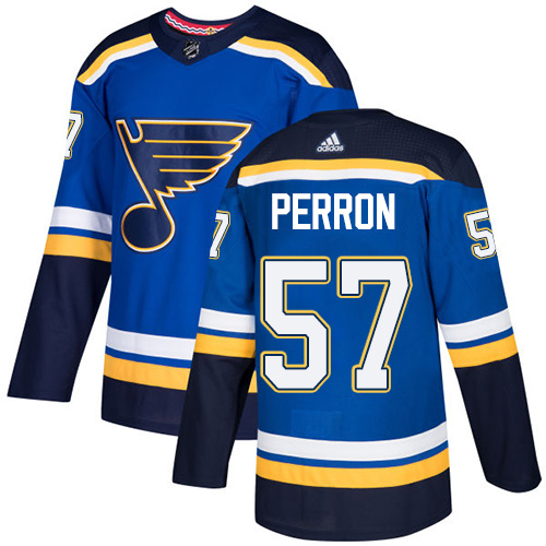 Adidas St. Louis Blues #57 David Perron Blue Home Authentic Stitched Youth Jersey Youth