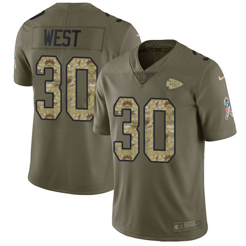 Kansas City Chiefs #30 Charcandrick West Olive/Camo Men's Stitched Limited 2017 Salute To Service Jersey Men's