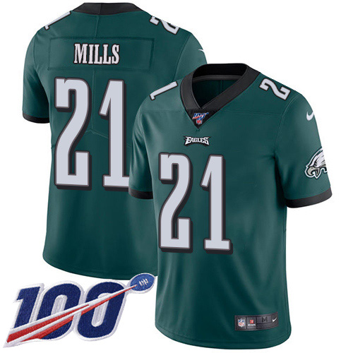 Philadelphia Eagles #21 Jalen Mills Green Team Color Men's Stitched 100th Season Vapor Untouchable Limited Jersey Men's