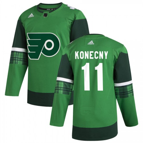 Philadelphia Philadelphia Flyers #11 Travis Konecny Men's Adidas 2020 St. Patrick's Day Stitched Jersey Green Men's