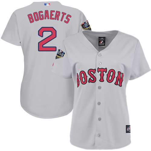 Boston Red Sox #2 Xander Bogaerts Grey Road 2018 World Series Women's Stitched Jersey Womens