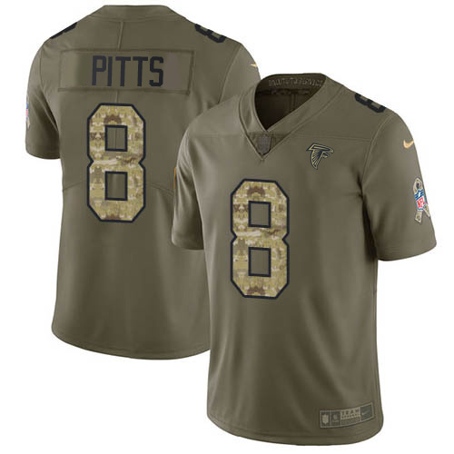 Falcons #8 Kyle Pitts Olive/Camo Men's Stitched Limited 2017 Salute To Service Jersey