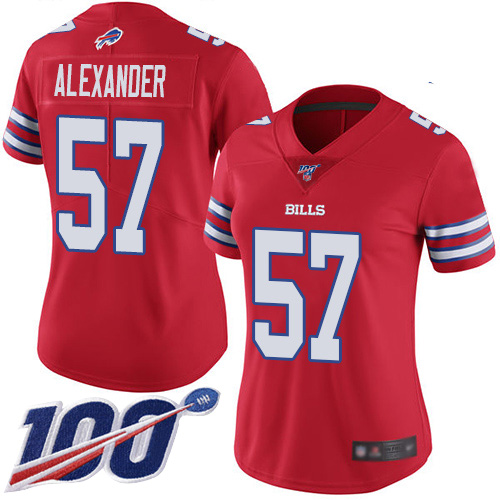 Buffalo Bills #57 Lorenzo Alexander Red Women's Stitched Limited Rush 100th Season Jersey Womens