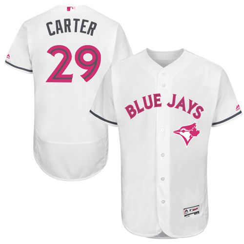 Toronto Blue Jays #29 Joe Carter White Flexbase Authentic Collection Mother's Day Stitched Jersey Men's
