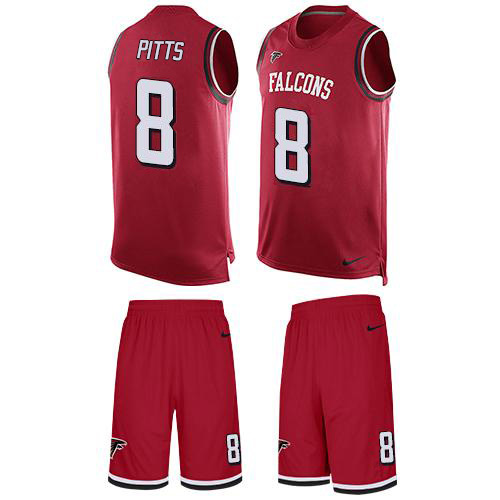 Falcons #8 Kyle Pitts Red Team Color Men's Stitched Limited Tank Top Suit Jersey