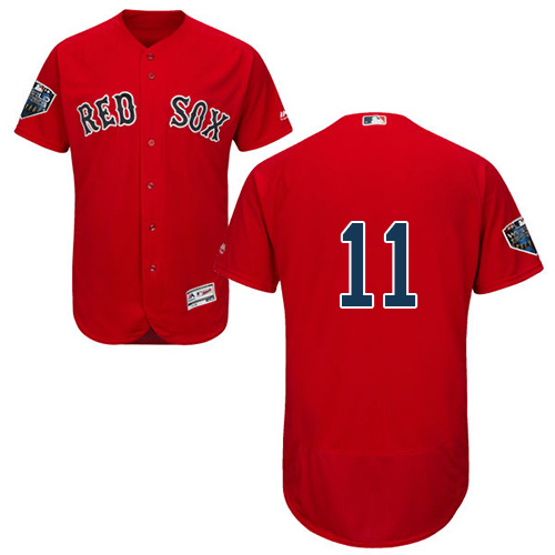 Boston Red Sox #11 Rafael Devers Red Flexbase Authentic Collection 2018 World Series Stitched Jersey Men's