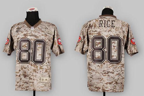 49ers #80 Jerry Rice Camo USMC Men's Stitched Elite Jersey