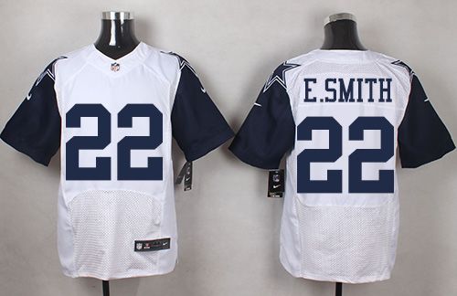 Cowboys #22 Emmitt Smith White Men's Stitched Elite Rush Jersey