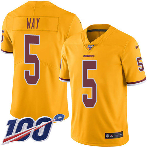 Washington Commanders #5 Tress Way Gold Youth Stitched Limited Rush 100th Season Jersey Youth