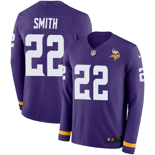 Vikings #22 Harrison Smith Purple Team Color Men's Stitched Limited Therma Long Sleeve Jersey