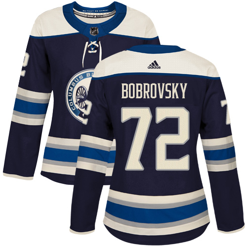 Adidas Columbus Blue Jackets #72 Sergei Bobrovsky Navy Alternate Authentic Women's Stitched Jersey Womens