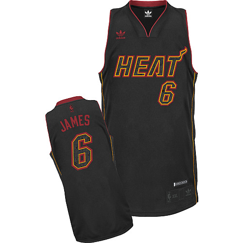 Miami Heat #6 LeBron James Carbon Fiber Fashion Black Stitched Jersey Mens